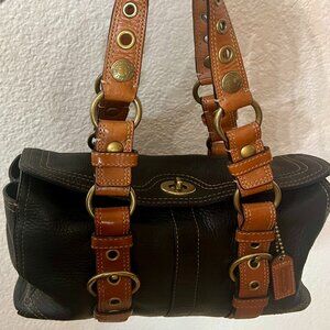 Vintage Coach Black Pebbled Leather Chelsea Satchel